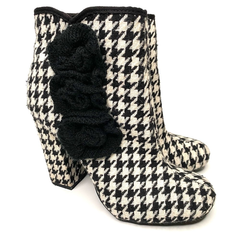 ROCKETDOG Women’s Size 7.5 Black/White Walden Houndstooth 4” Heel Ankle Boot EUC